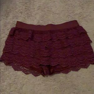 Lace maroon shorts